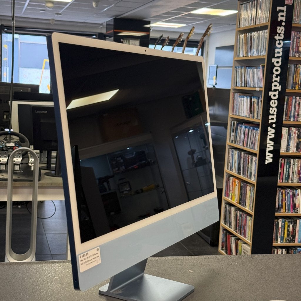 iMac 2021 M1 24" 4.5K Retina 8GB 512GB Blauw | Nette staat, Computers en Software, Apple Desktops, Apple, Zo goed als nieuw, Support@apple.com