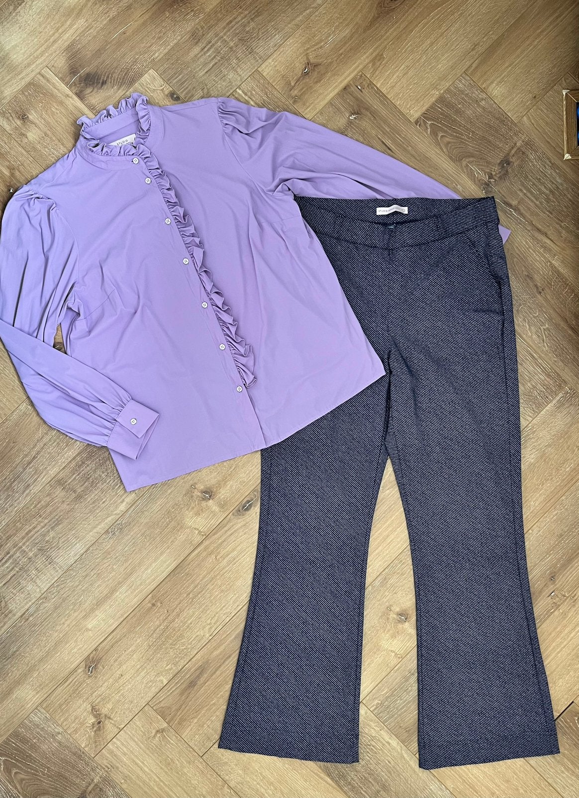 Studio anneloes set L - Lila blouse L & flair stripe broek, Zwart, Maat 42/44 (L), Ophalen of Verzenden, Zo goed als nieuw