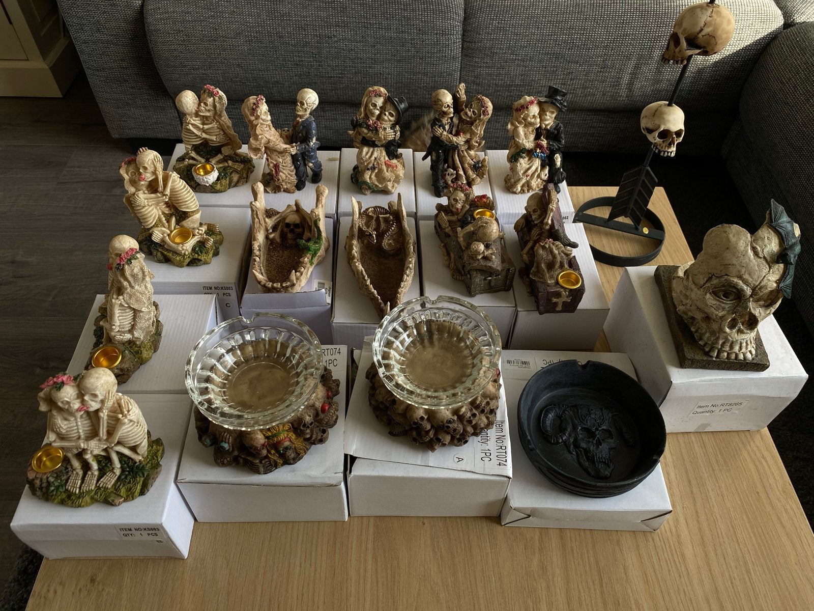 Partij nieuwe beelden - Schedels, skeletten, asbakken, Verzamelen, Ophalen, Nieuw, Fantasy