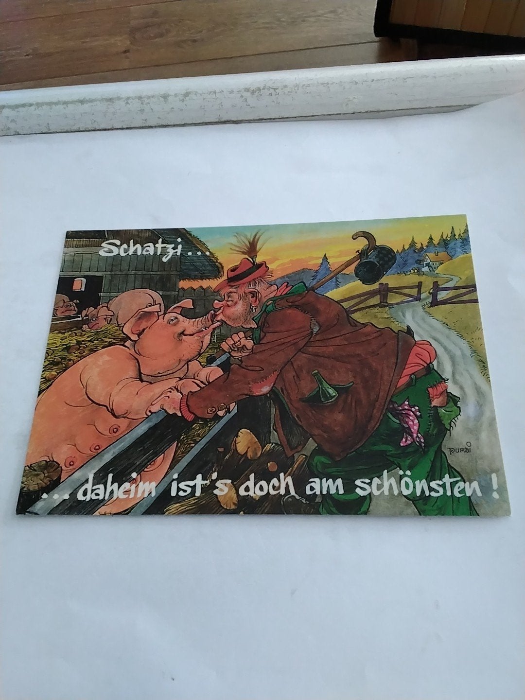 Grappige kaart: Schatzi, daheim ist's doch am .., Ophalen of Verzenden, 1980 tot heden, Ongelopen