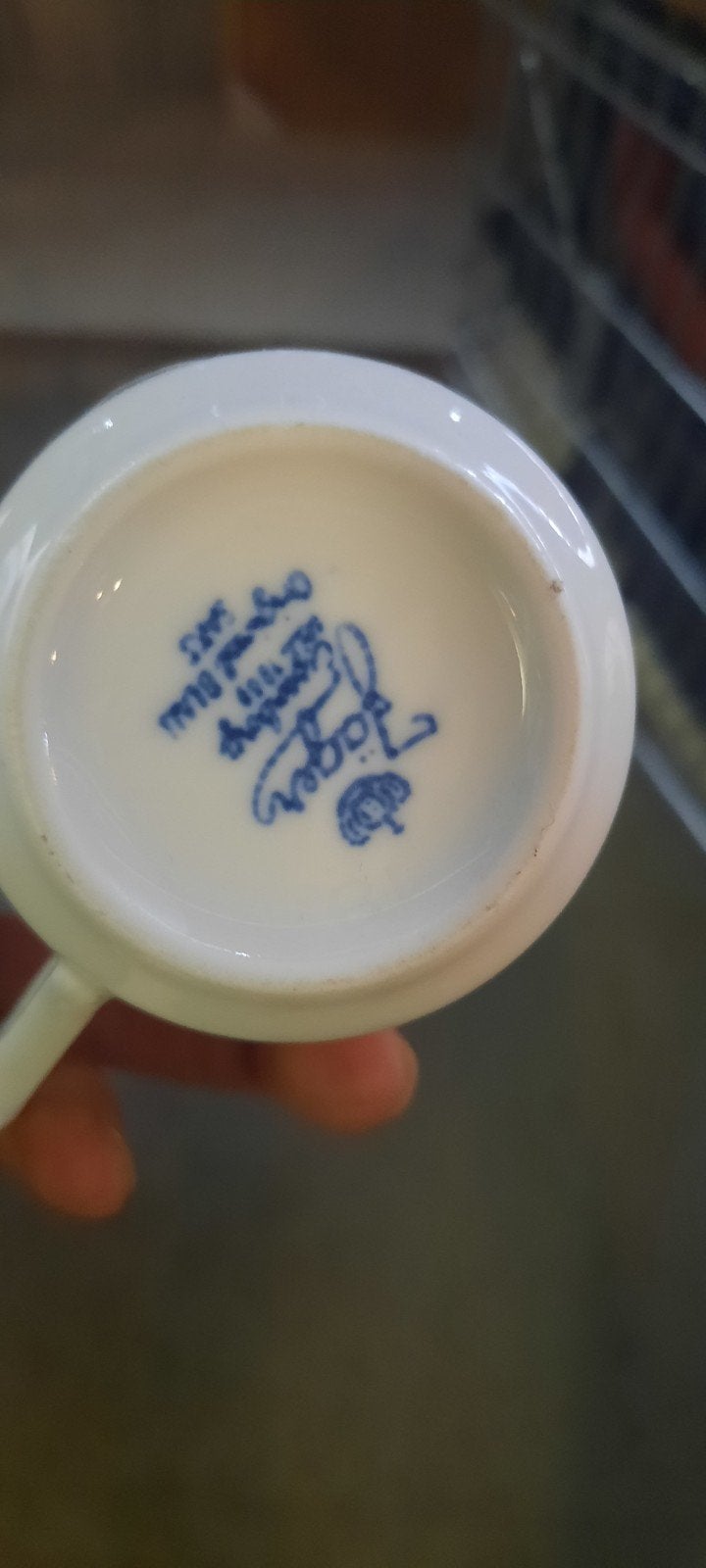 Vintage Jäger Porseleinen Beker - Blauw Bloemenpatroon, Ophalen of Verzenden