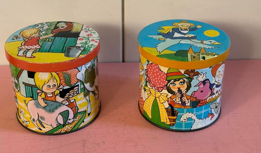 2 prachtige vintage engelse blikjes op de boerderij, Verzamelen, Blikken, Ophalen of Verzenden, Gebruikt, Overige, Overige merken