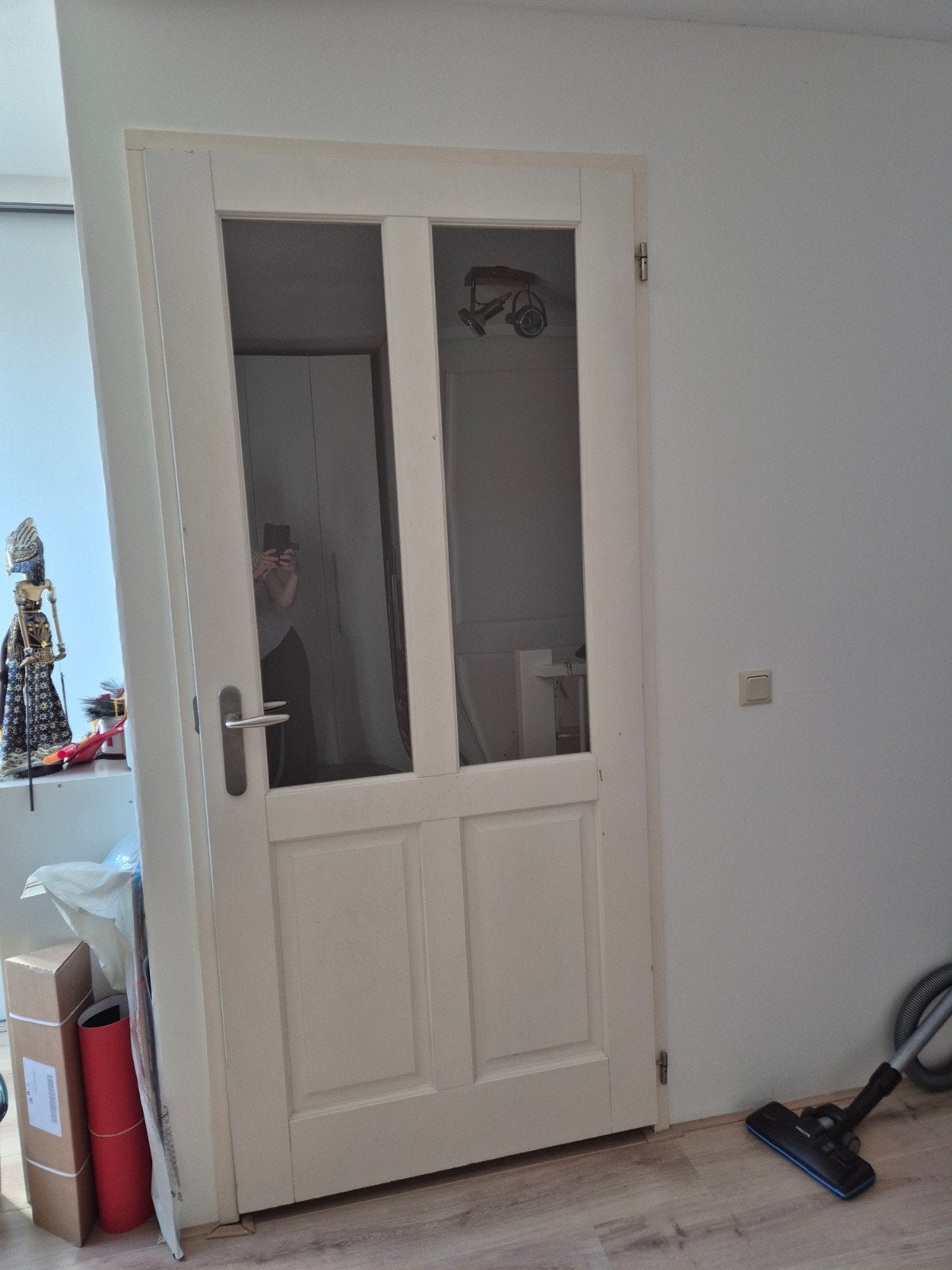 Mooie zware opdek binnendeur met kraalprofiel (incl. beslag), Doe-het-zelf en Verbouw, Deuren en Horren, Ophalen, Gebruikt, 80 tot 100 cm
