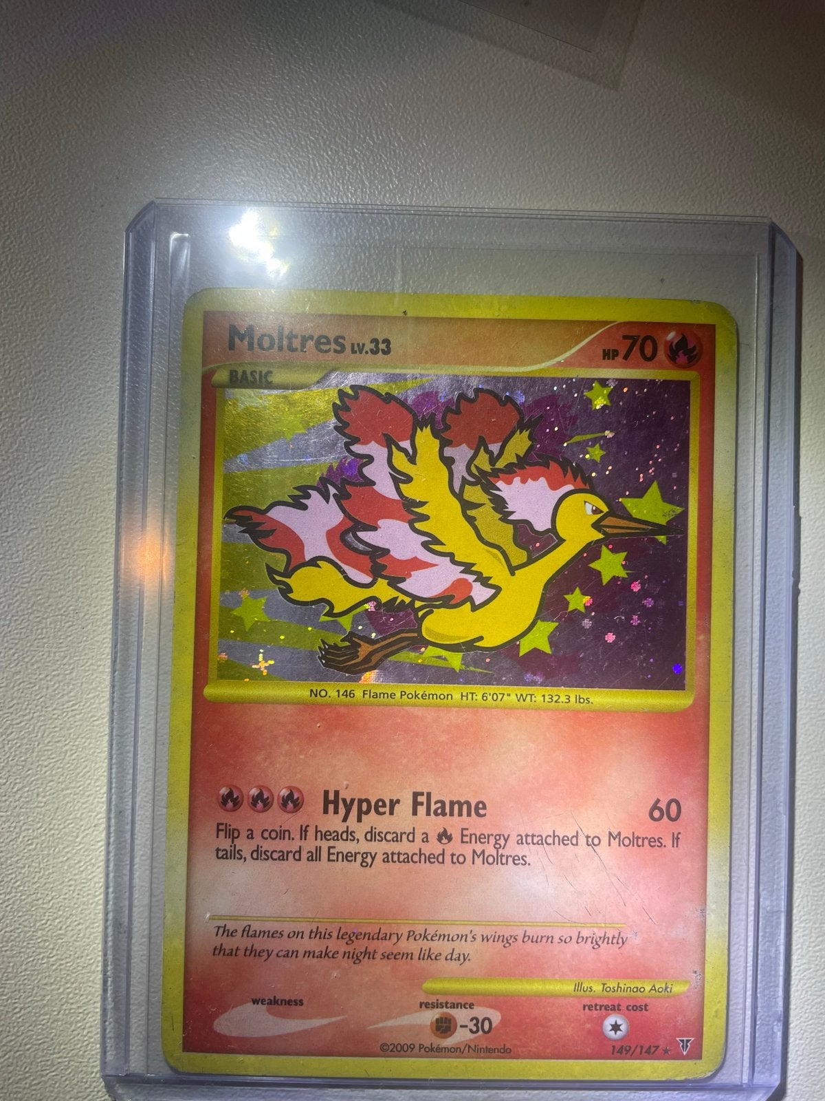 Moltres 149/147 Secret Rare Pokémon Kaart, Hobby en Vrije tijd, Ophalen of Verzenden, Gebruikt, Losse kaart, Foil