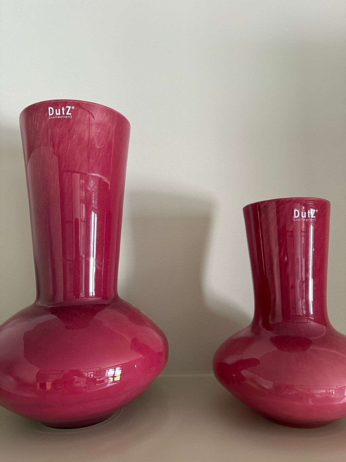 Set van 2 nieuwe Dutz vazen, 36 en 26 cm hoog, Ophalen, Nieuw, Glas, Minder dan 50 cm