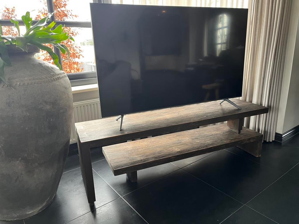 Tv meubel bestaand uit 2 losse delen, Ophalen, 100 tot 150 cm, Hoffz landelijk, Zo goed als nieuw