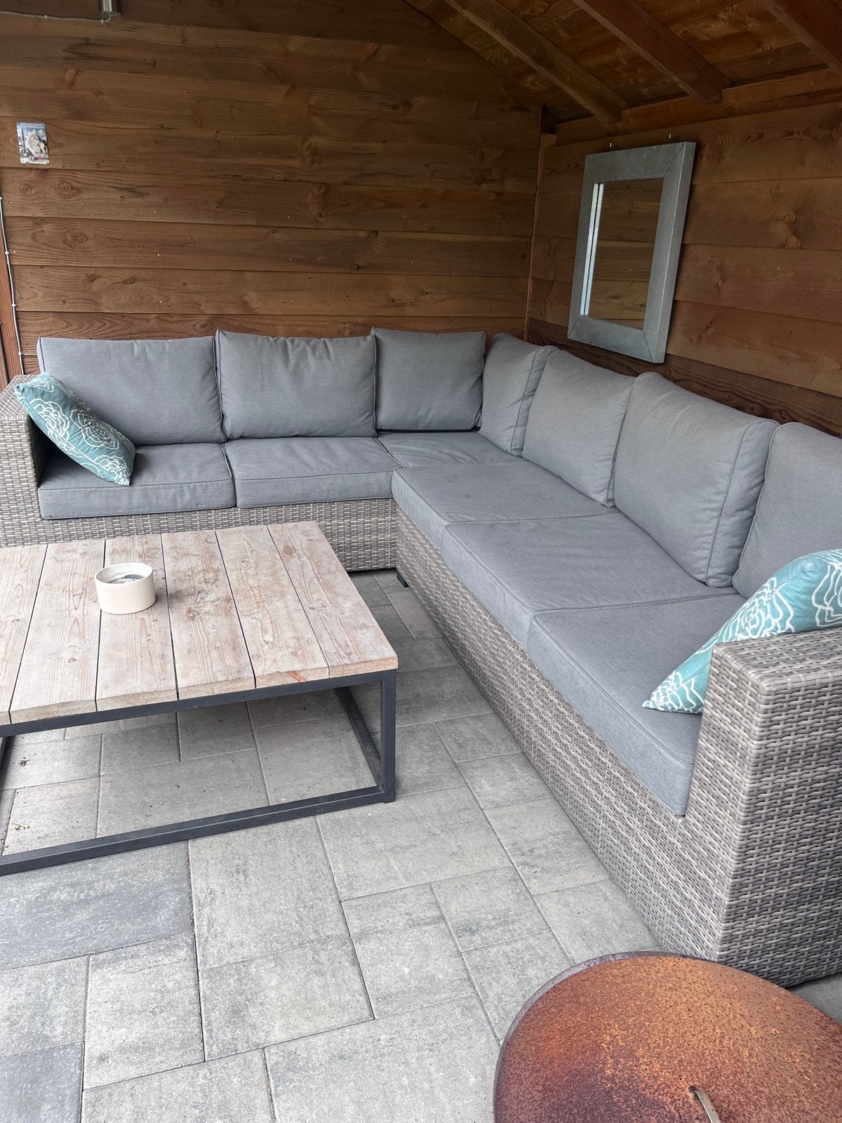Grote Wicker hoekbank van Kees Smit, Ophalen, 5 zitplaatsen, Gebruikt, Loungeset