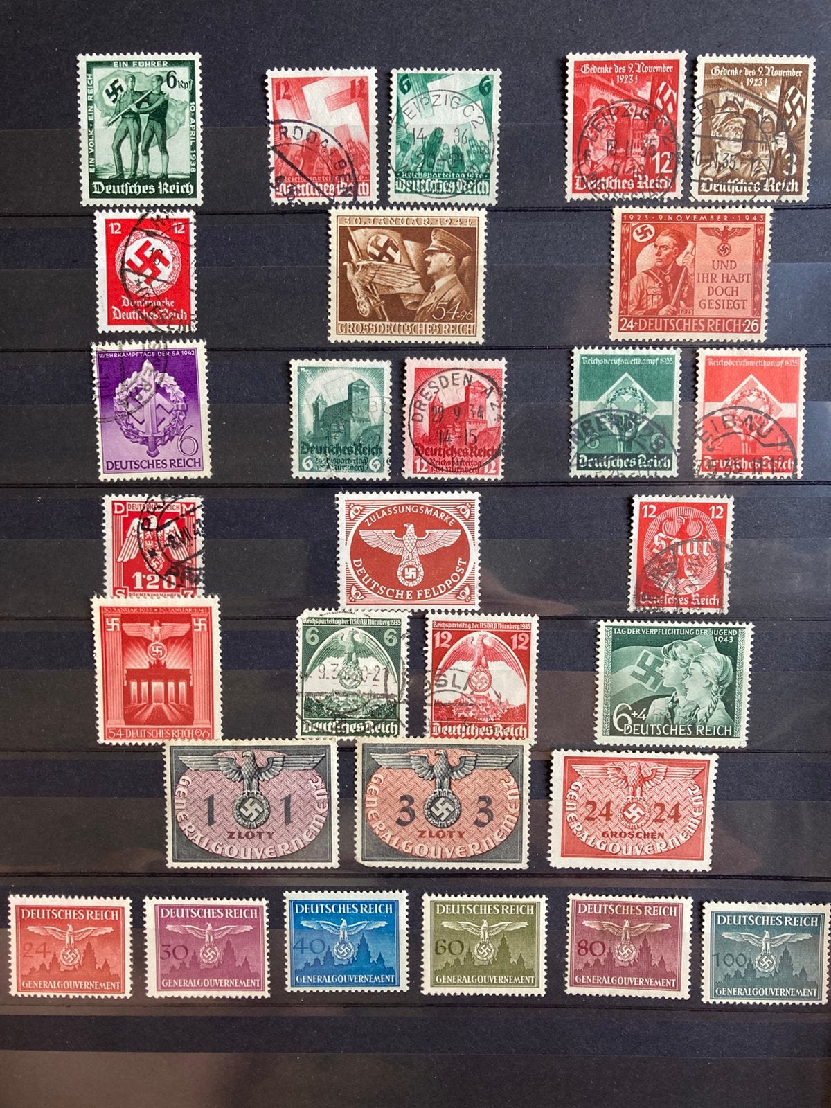 Kavel propaganda zegels nazi Duitsland WO2 periode swastika, Verzamelen, Ophalen of Verzenden, Overige soorten, Duitsland, Overige typen