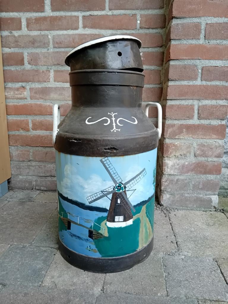 Oude Melktuit met Handgeschilderd Hollands Landschap, Ophalen of Verzenden