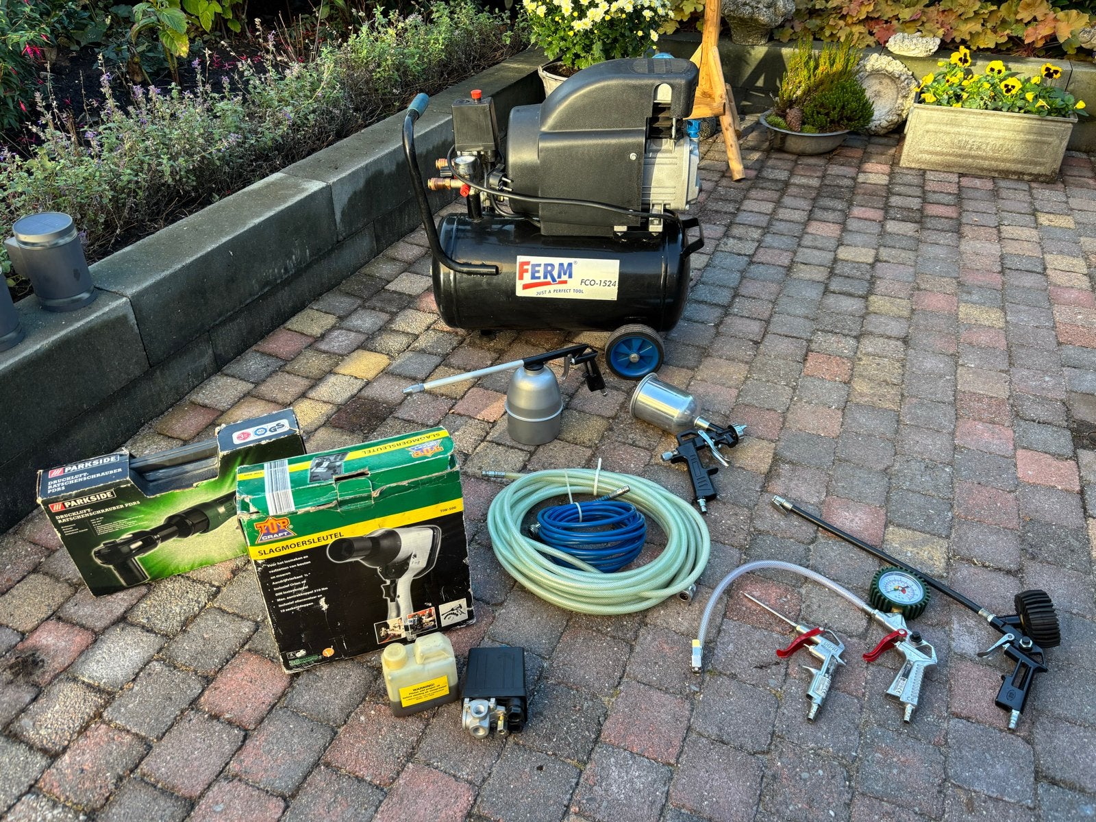 Ferm FCO-1524 Compressor met uitgebreide accessoireset, Ophalen, Gebruikt