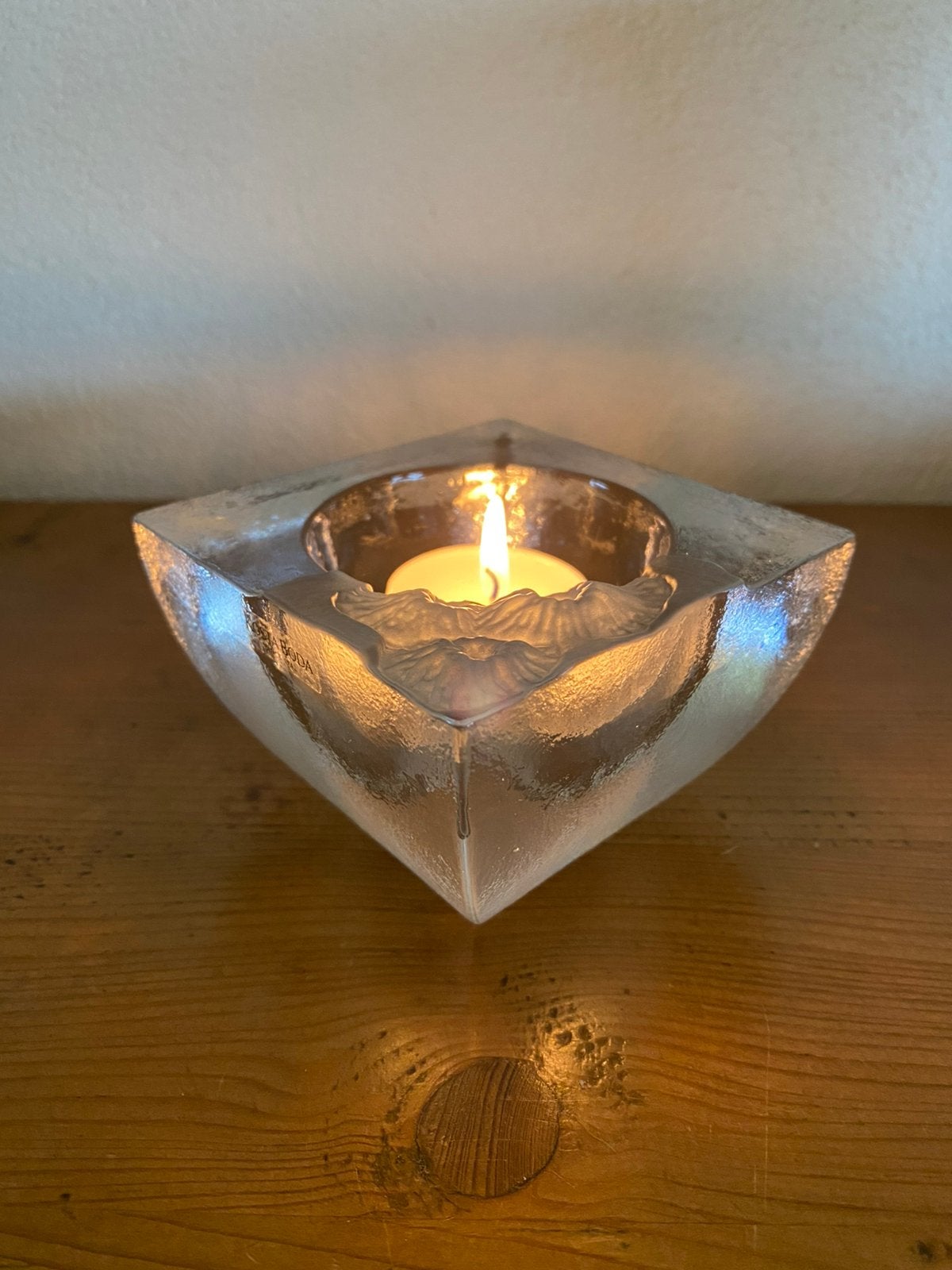 Kosta Boda sfeerlicht fossil art - Kjell Engman, Gebruikt, Kosta Boda, Ophalen of Verzenden, Glas