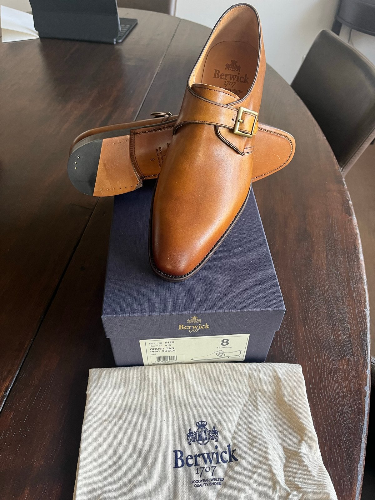 Nieuwe Berwick 1707 gespschoenen - Maat 8, Kleding | Heren, Schoenen, Bruin, Nieuw, Ophalen of Verzenden, Gespschoenen