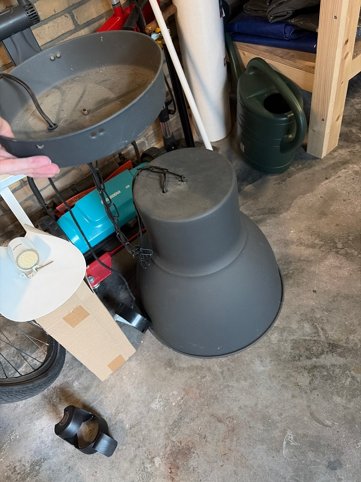 Grote industriële hanglamp, donkergrijs, Ophalen, Gebruikt, Metaal, Overige fittingen
