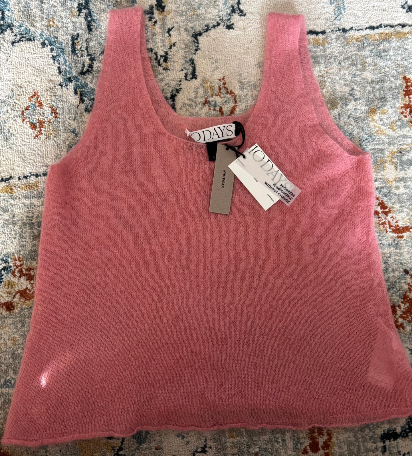 10days-Pink Alpaca & Virgin Wool Knit Tank Top, Maat 42/44 (L), Nieuw, Ophalen of Verzenden, Korte mouw