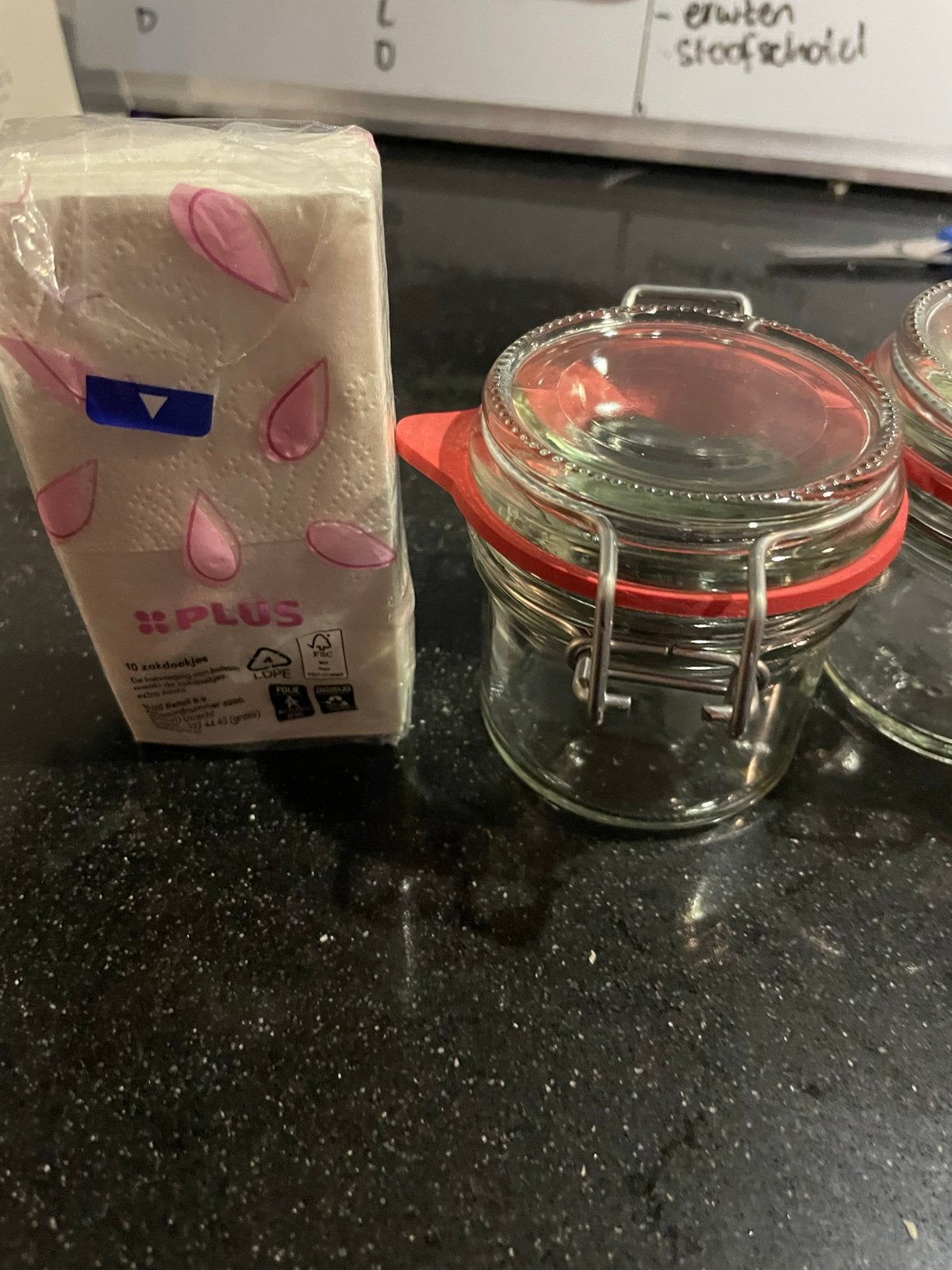 Drie kleine weckpotjes, Voorraadpot, Ophalen, Zo goed als nieuw, Glas