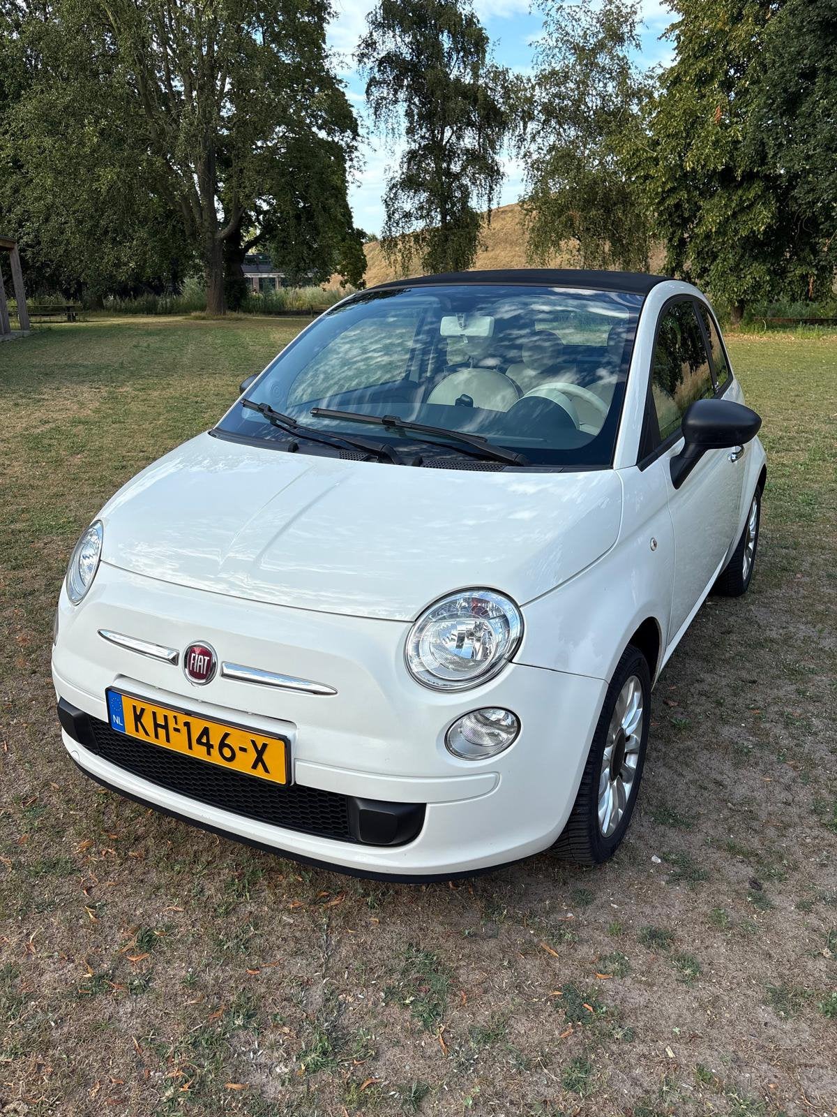 Fiat 500 Cabrio 1.2 Lounge 2013, wit, airco, PDC, Voorwielaandrijving, Cabriolet, Leder en Stof, Wit