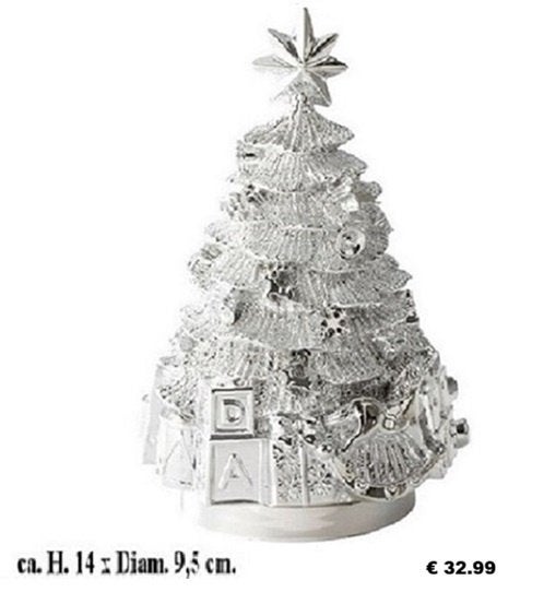 Kerstmuziekdoos Kerstboom verzilverd kerstornament, Verzenden, Nieuw