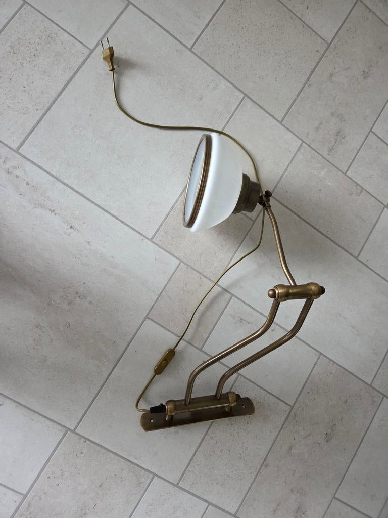 Kemner bronskleurige scharnierende wandlamp, Ophalen, Gebruikt, Glas