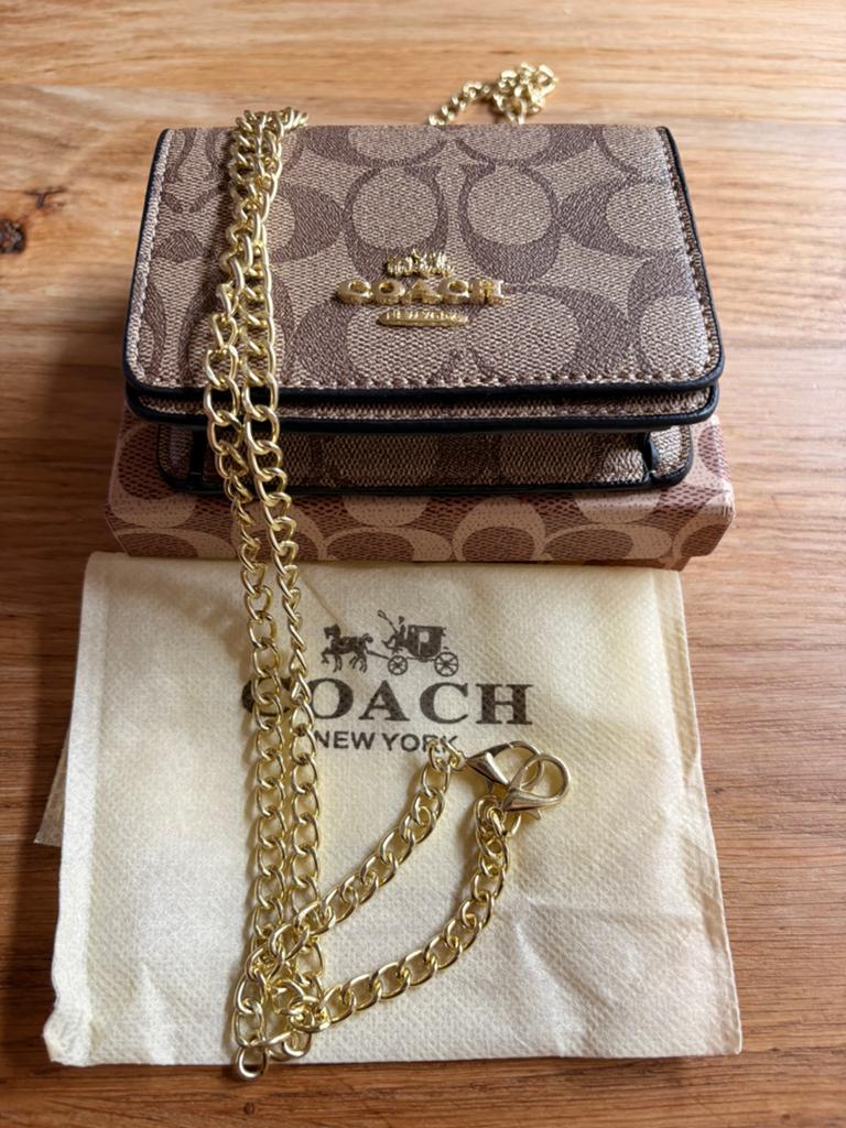 Coach mini wallet on A chain, Ophalen of Verzenden, Nieuw, Bruin, Overige merken