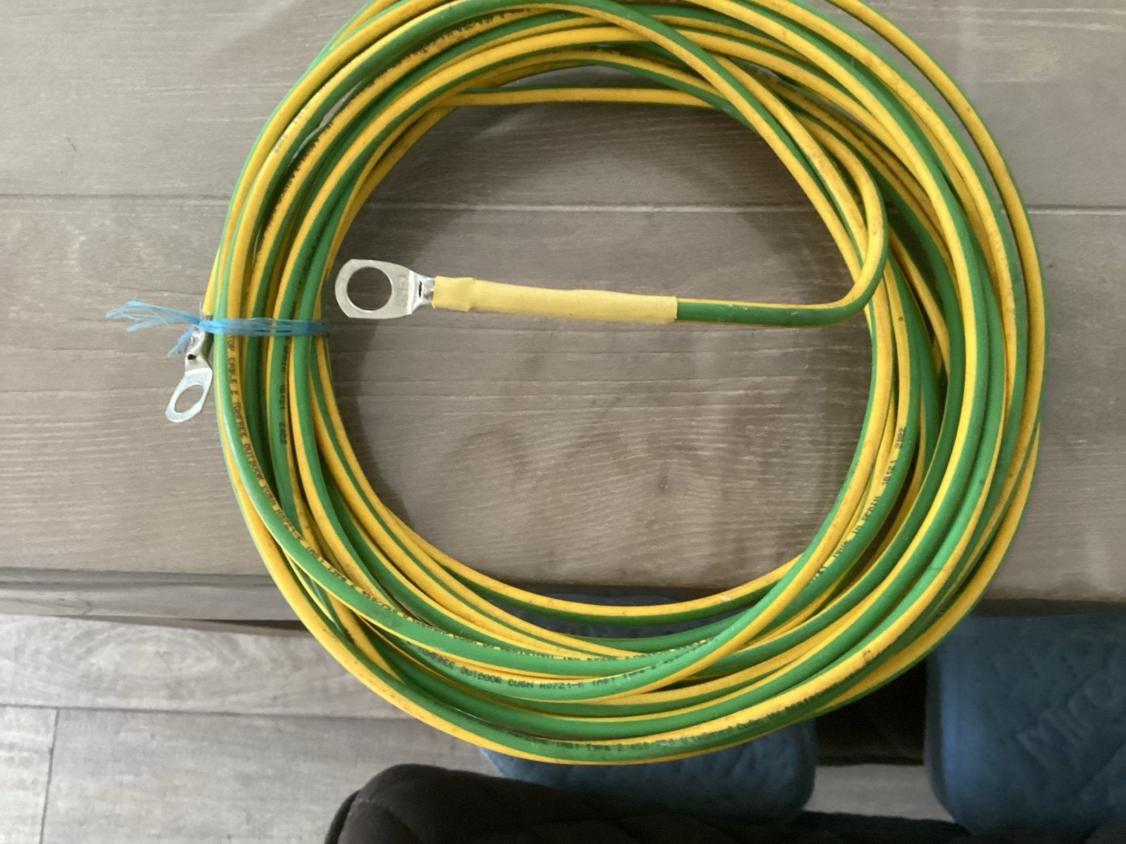 Aardingskabel geel/groen met oogjes voor aarding zonnepaneel, Ophalen of Verzenden, Nieuw, Overige merken, Kabel of Snoer