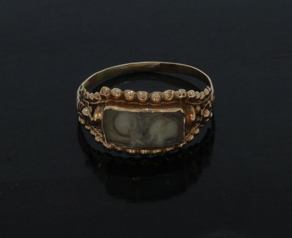 Memorie 14k gouden antieke rouw ring dames 19e eeuw zegel, Sieraden, Tassen en Uiterlijk, Antieke sieraden, Verzenden, Goud, Ring