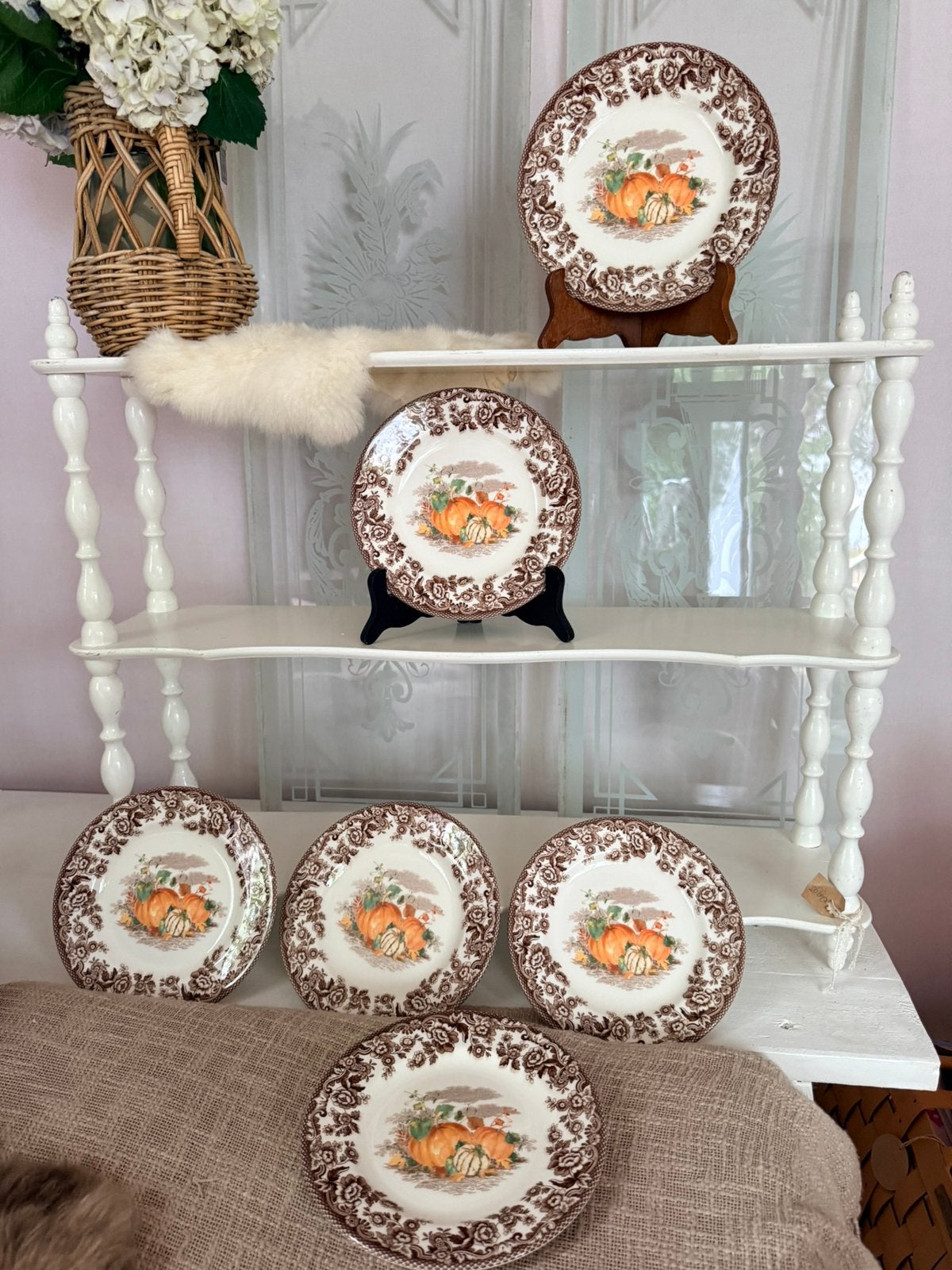 Spode Woodland Harvest pompoenen ontbijt bordjes 6/12 stks, Ophalen, Nieuw, Porselein, Bord of Schaal