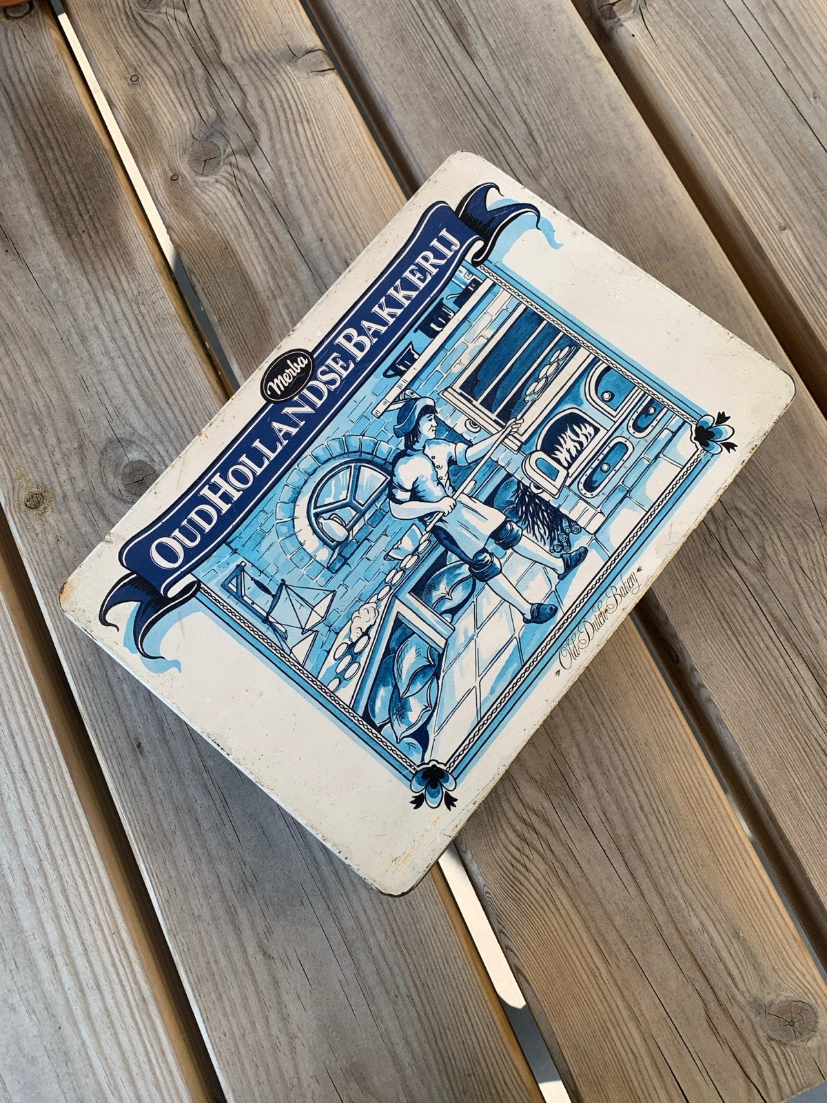 Vintage blikken trommel 'Oud Hollandse Bakkerij' (Merba), Ophalen, Gebruikt, Overige merken
