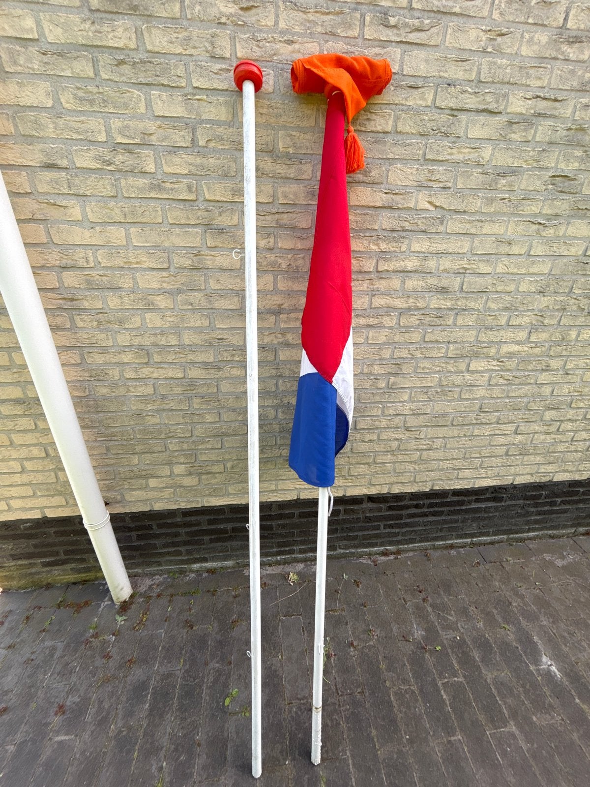 Nederlandsche vlag met wimpel en extra stok, Diversen, Vlaggen en Wimpels, Ophalen, Gebruikt