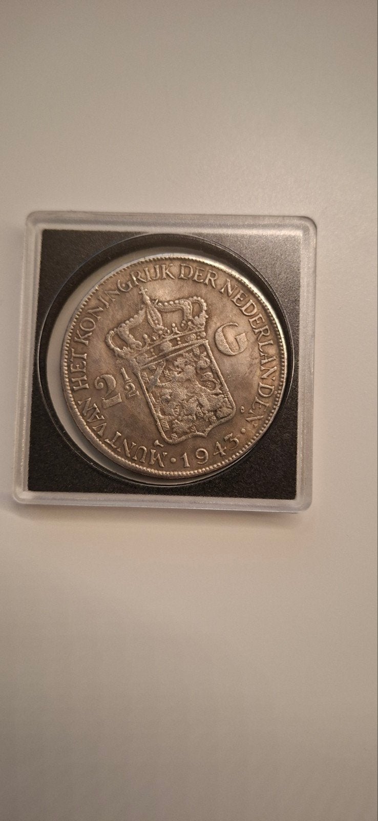 Zilveren 2½ Gulden Koningin Wilhelmina 1943, Postzegels en Munten, Zilver, Ophalen of Verzenden, Koningin Wilhelmina, Losse munt