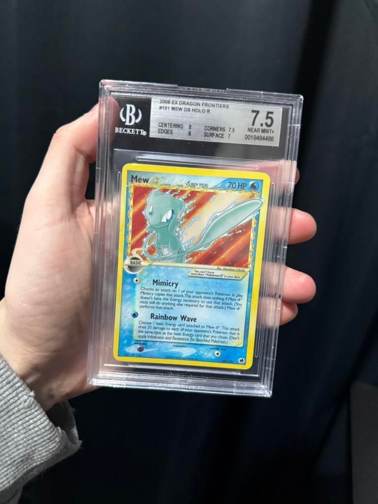 Mew Gold Star Beckett 7,5  Delta Species EX Dragon Frontiers, Ophalen of Verzenden, Nieuw, Losse kaart