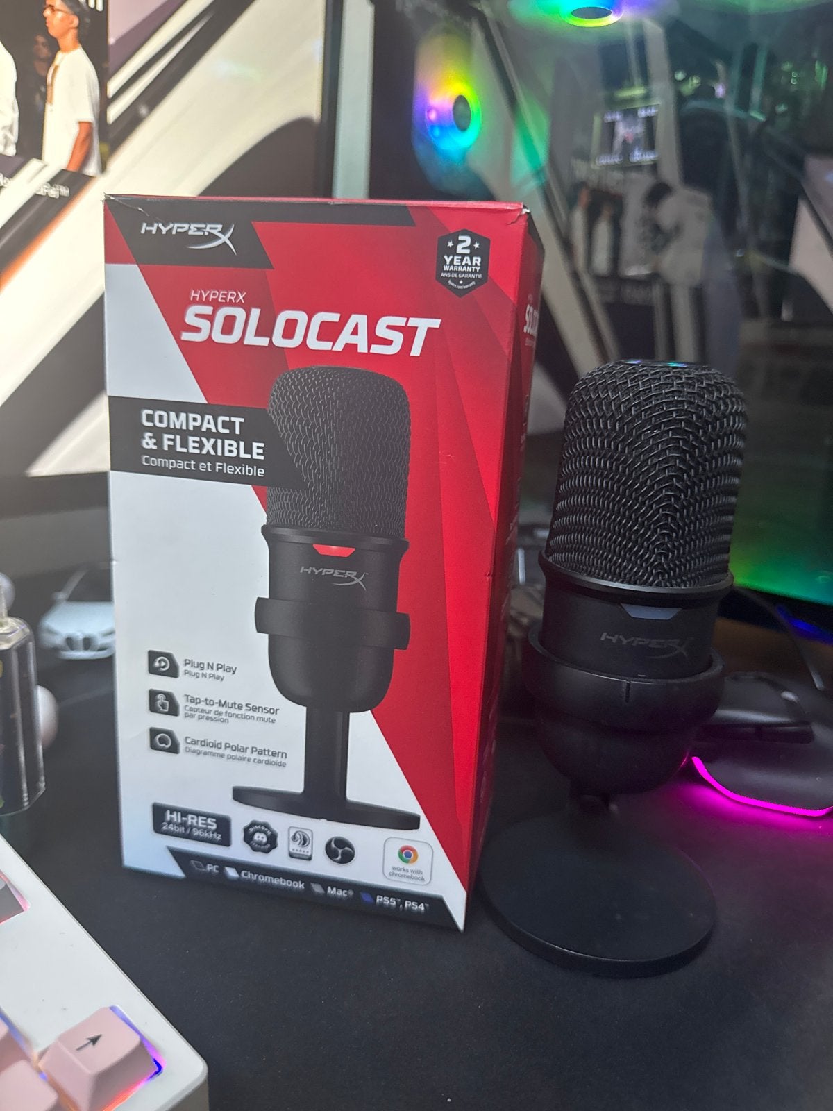 HyperX SoloCast USB Microfoon - Compact en Flexibel, Muziek en Instrumenten, Microfoons, Ophalen, Zo goed als nieuw, Studiomicrofoon