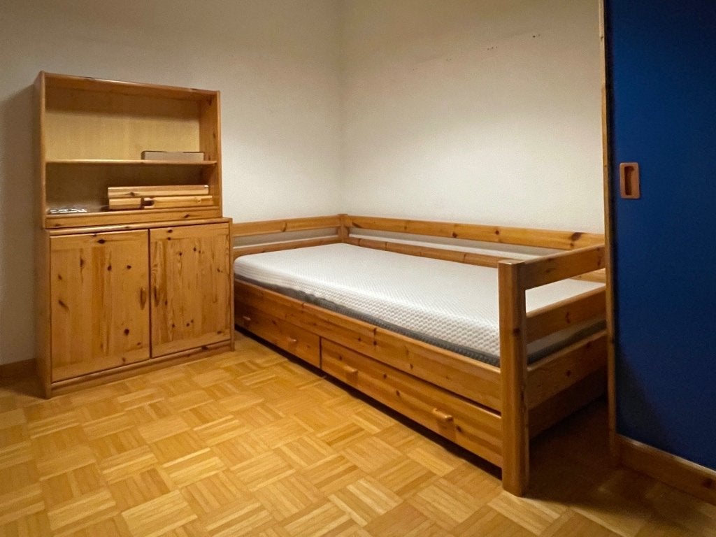 Complete kinder slaapkamer: bed/matras, kledingkast, commode, 90 cm, Eenpersoons, Blauw, 200 cm