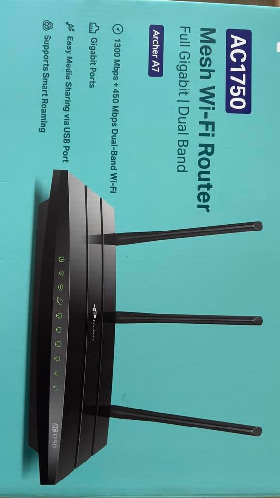 TP-Link Archer A7 AC1750 Mesh Wi-Fi Router, Computers en Software, Routers en Modems, Ophalen of Verzenden, Zo goed als nieuw