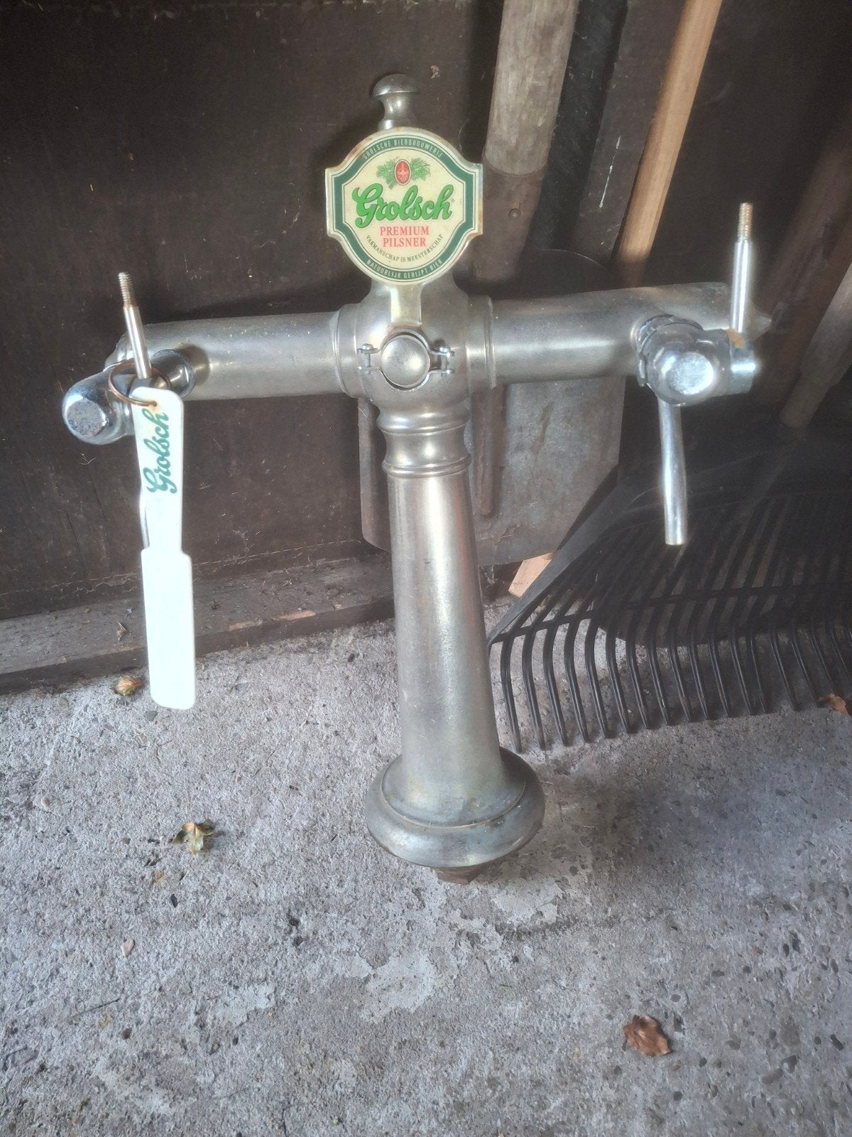 Grolsch biertap met twee kranen voor decoratie, Ophalen, Gebruikt, Grolsch