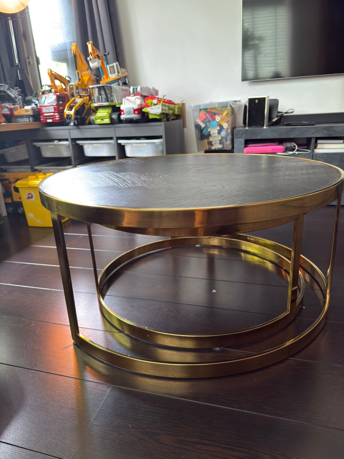 Dubbele salontafel, Huis en Inrichting, Tafels | Salontafels, Ophalen, 100 tot 150 cm, Rond, 50 tot 100 cm
