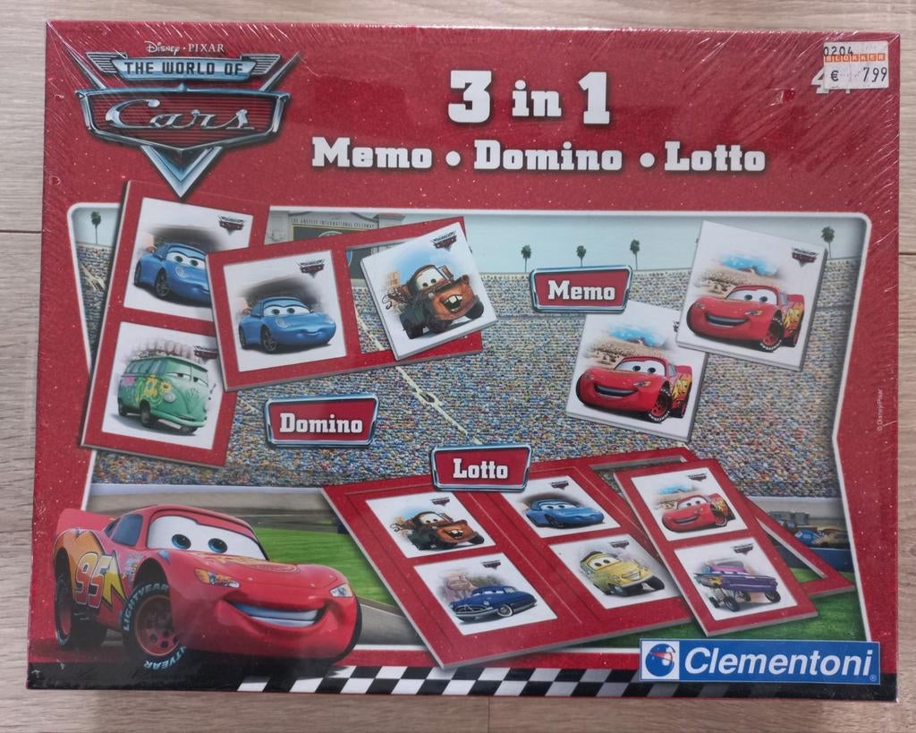 Disney Pixar Cars 3-in-1 Spel: Memo, Domino, Lotto, Ophalen of Verzenden, Minder dan 500 stukjes, Nieuw, Overige typen