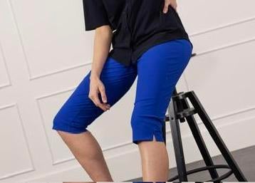 Studio Anneloes capri broek kobalt blauw travelstof mt L, Studio Anneloes, Blauw, Maat 42/44 (L), Ophalen of Verzenden