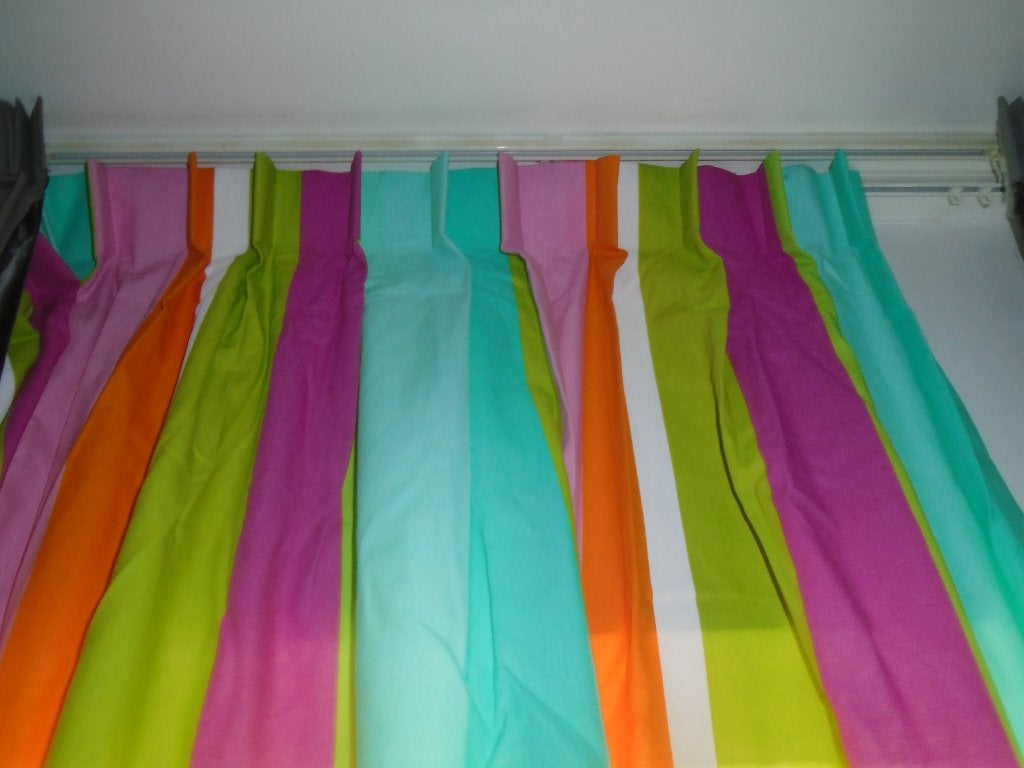 Hema Dikke Gordijnen, vrolijk gekleurd, 2 stuks 2x145x220 cm, Wit, Gebruikt, Overige merken, 220 cm