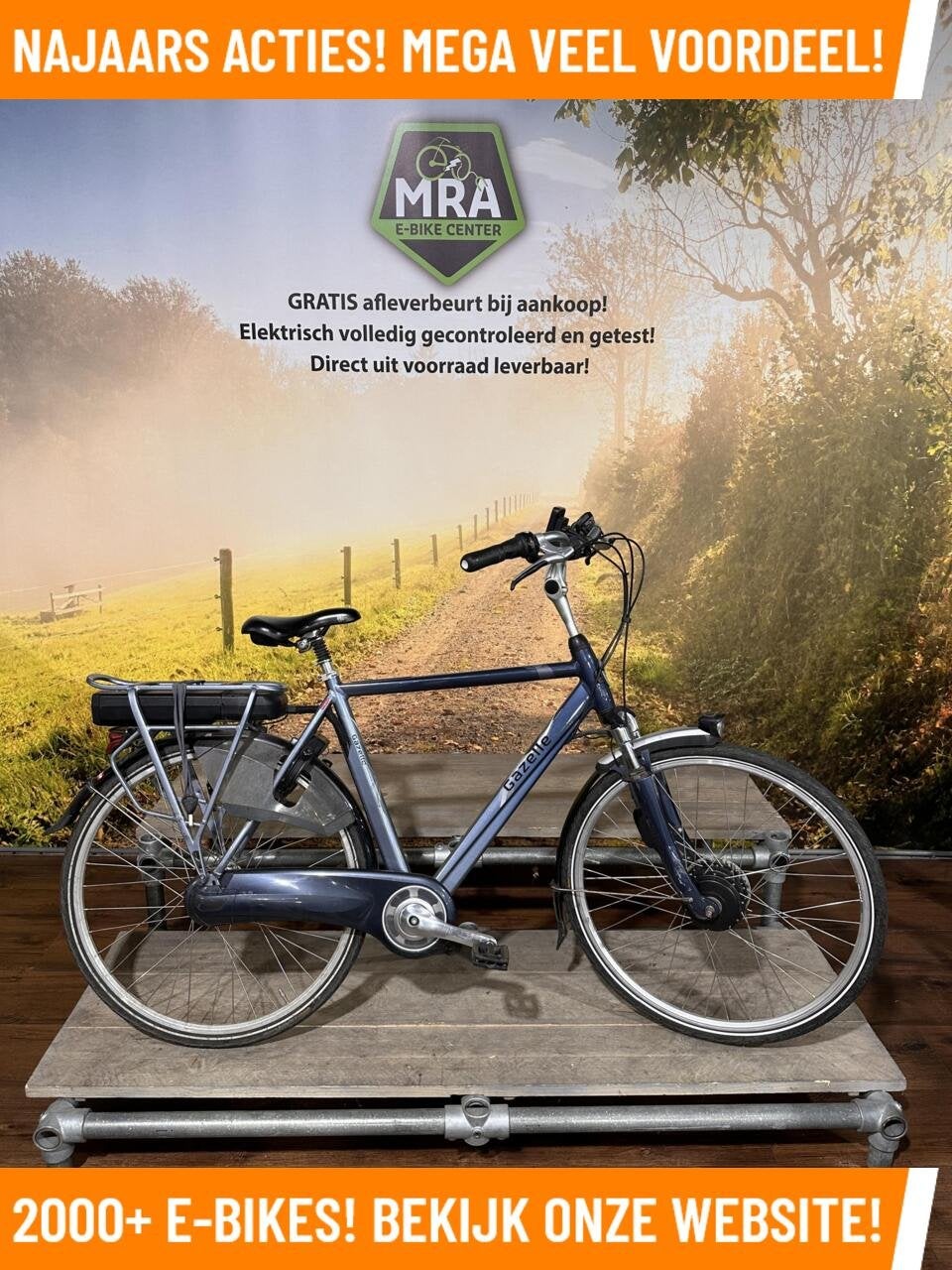 Gazelle Grenoble elektrische fiets met voorwiel motor!, Fietsen en Brommers, Zo goed als nieuw, 50 km per accu of meer, Gazelle