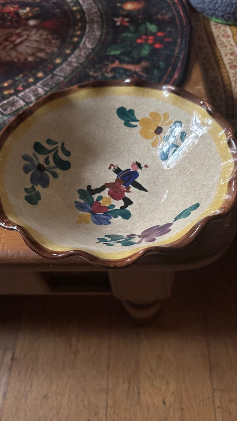 Decoratieve schaal handgeschilderd gezusters lowe  duits, Ophalen of Verzenden