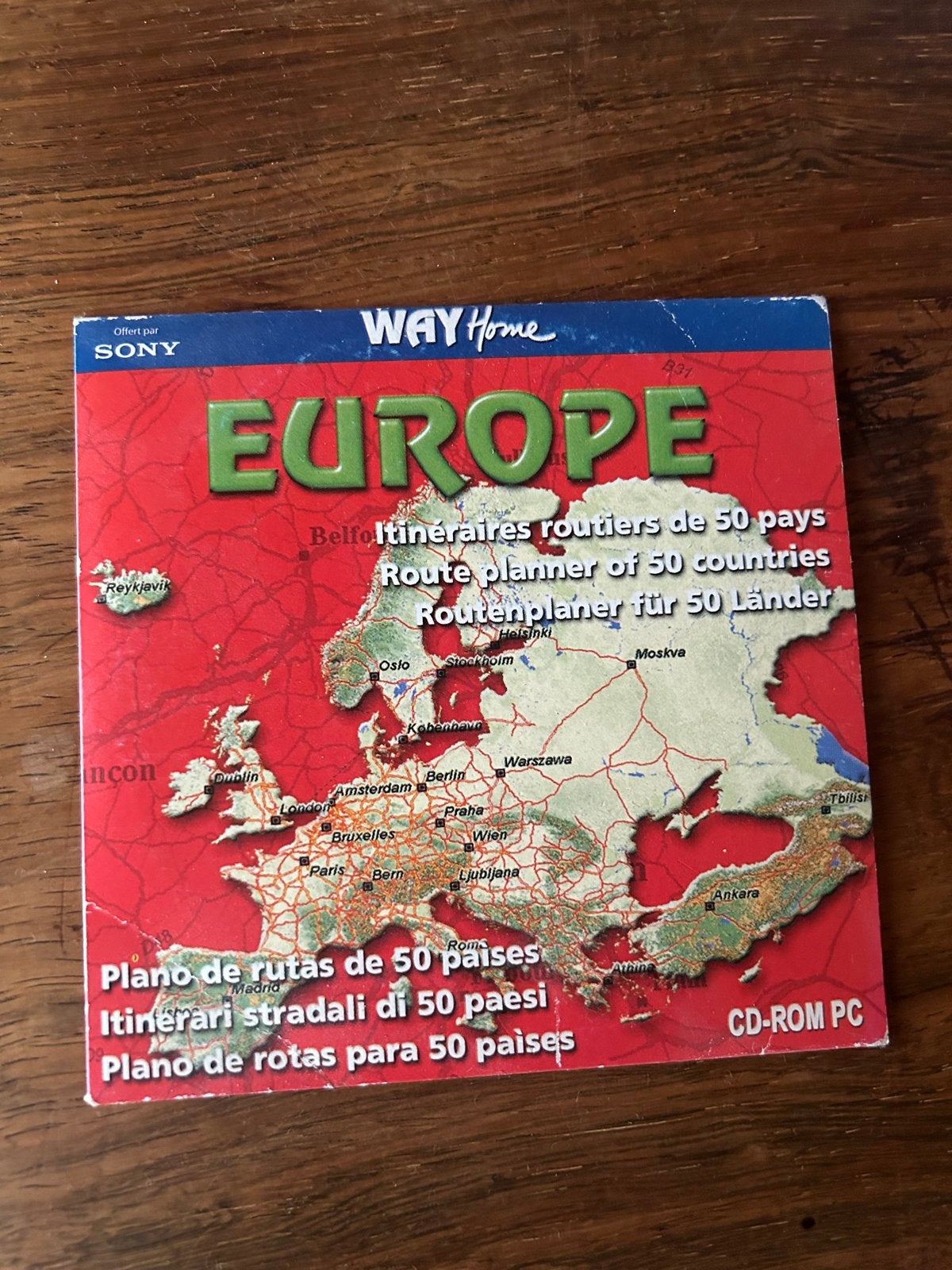 Sony Way Home Europe CD-ROM PC - Routeplanner 50 landen, Ophalen of Verzenden, Gebruikt, Heel Europa, Landkaarten