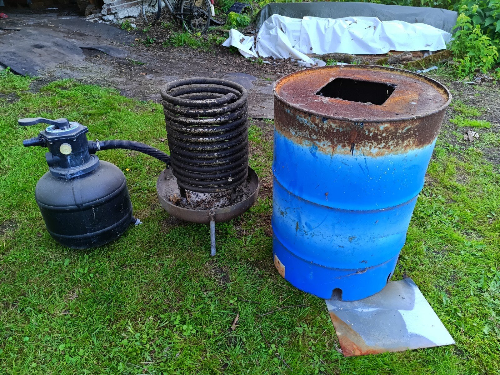 zandfilter met pomp, verwarming op hout, Ophalen, Gebruikt, Zwembadpomp