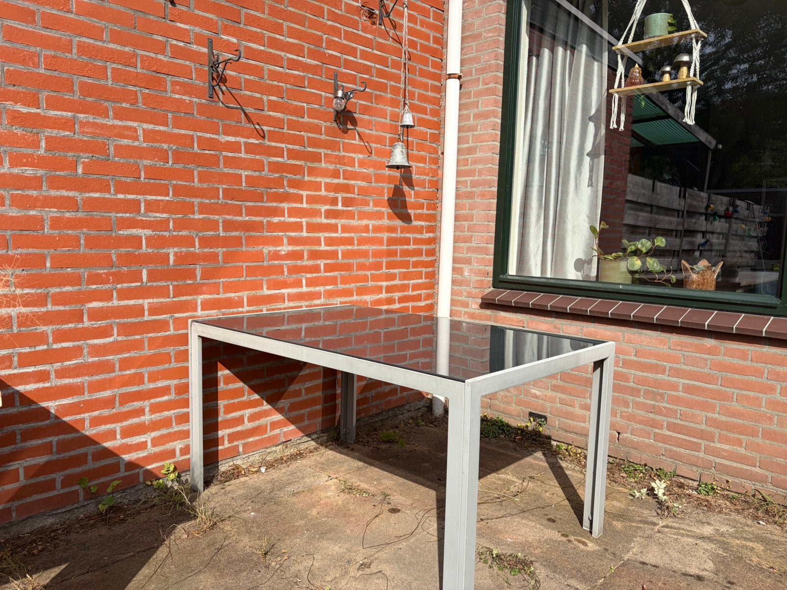 Tuintafel, aluminium met glasplaat, Ophalen, Zo goed als nieuw, Rechthoekig, Aluminium