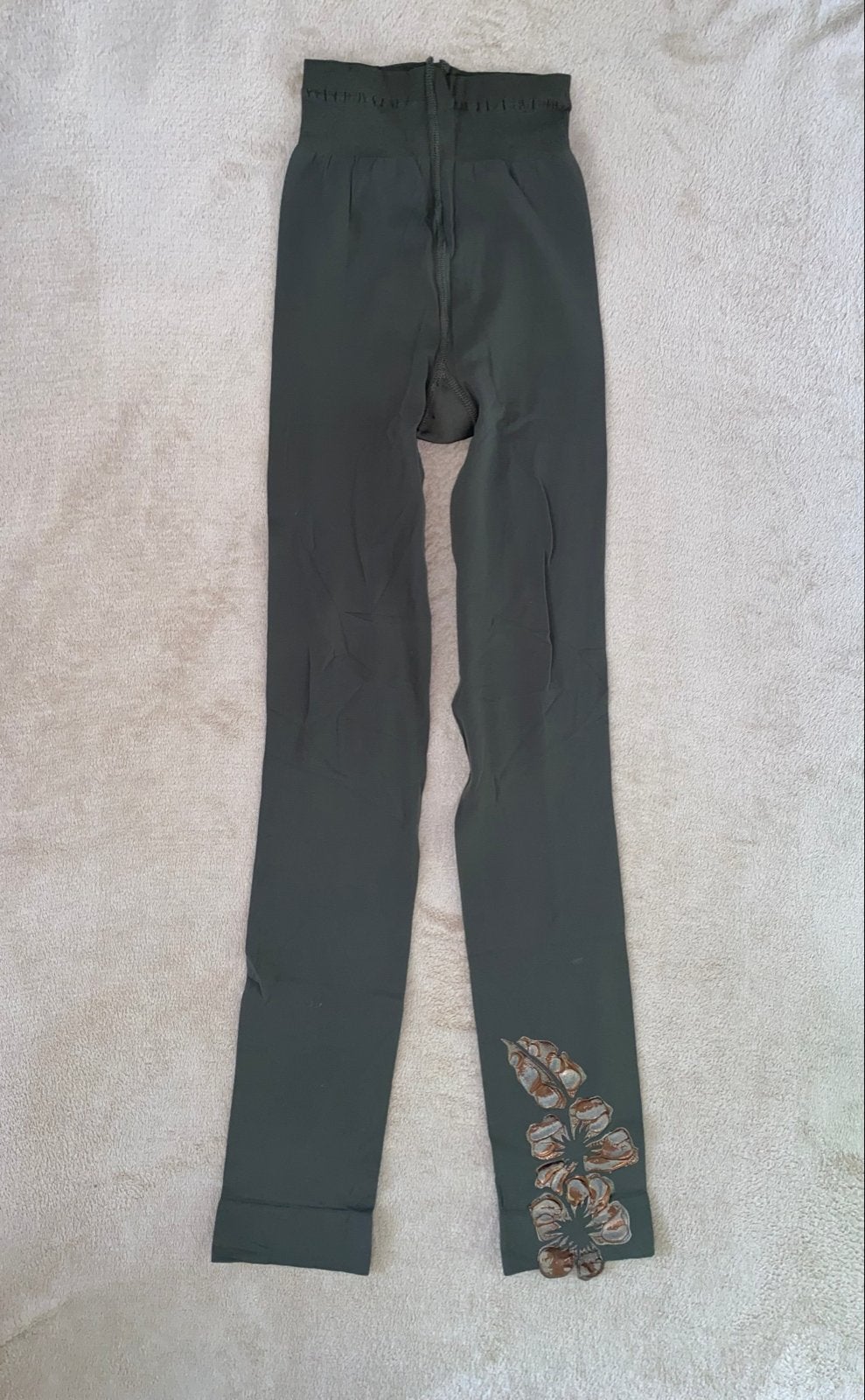 Nieuwe Donkergroene legging met bloemenprint in maat 38-40, Legging, Nieuw, Maat 40/42 (M), Ophalen of Verzenden