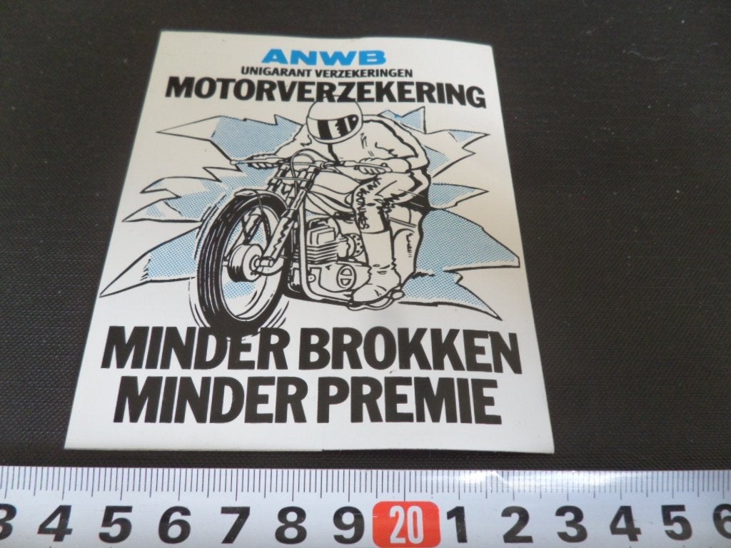 sticker ANWB unigarant verzekeringen motor minder brokken, Ophalen of Verzenden, Zo goed als nieuw