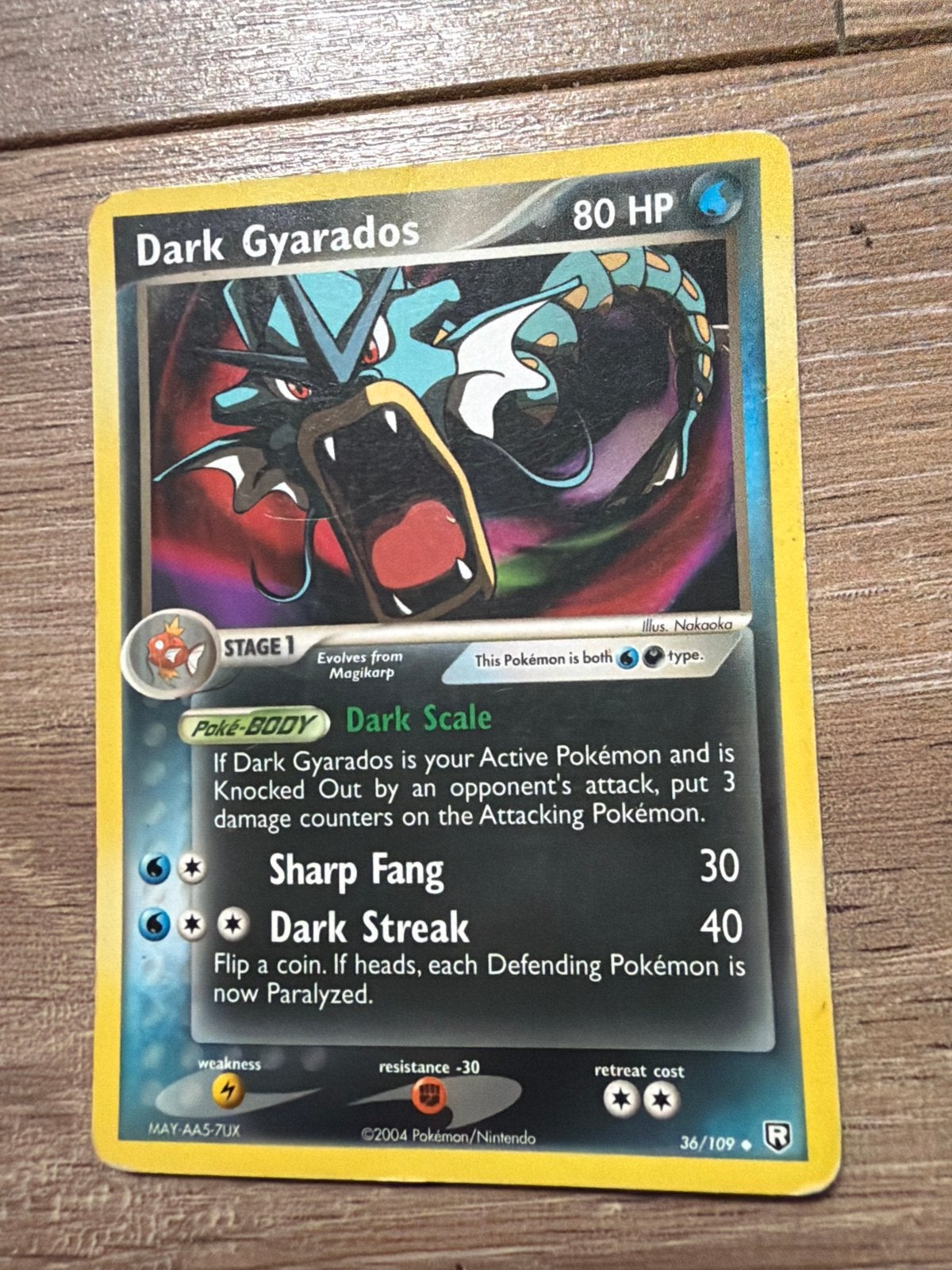 Dark Gyarados Pokémon kaart, Ophalen, Gebruikt, Losse kaart