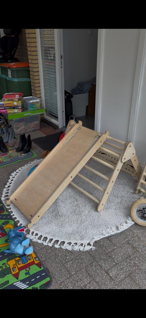 JINDL Houten Klimrek met Glijbaan en Klimwand voor Kinderen, Ophalen, Zo goed als nieuw