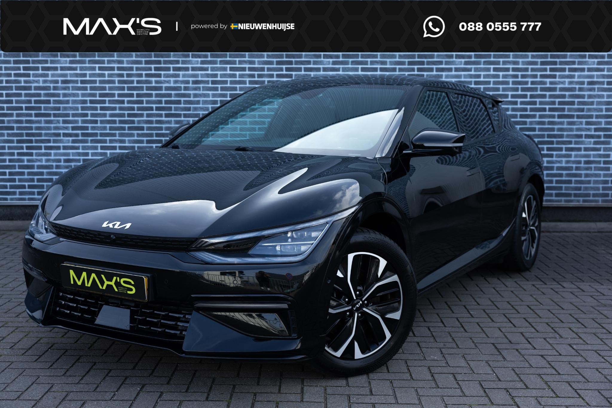 Kia EV6 GT-Line 77.4 kWh | Warmtepomp | Panoramadak | Head-u, Auto's, Achterwielaandrijving, Gebruikt, Zwart, Zwart