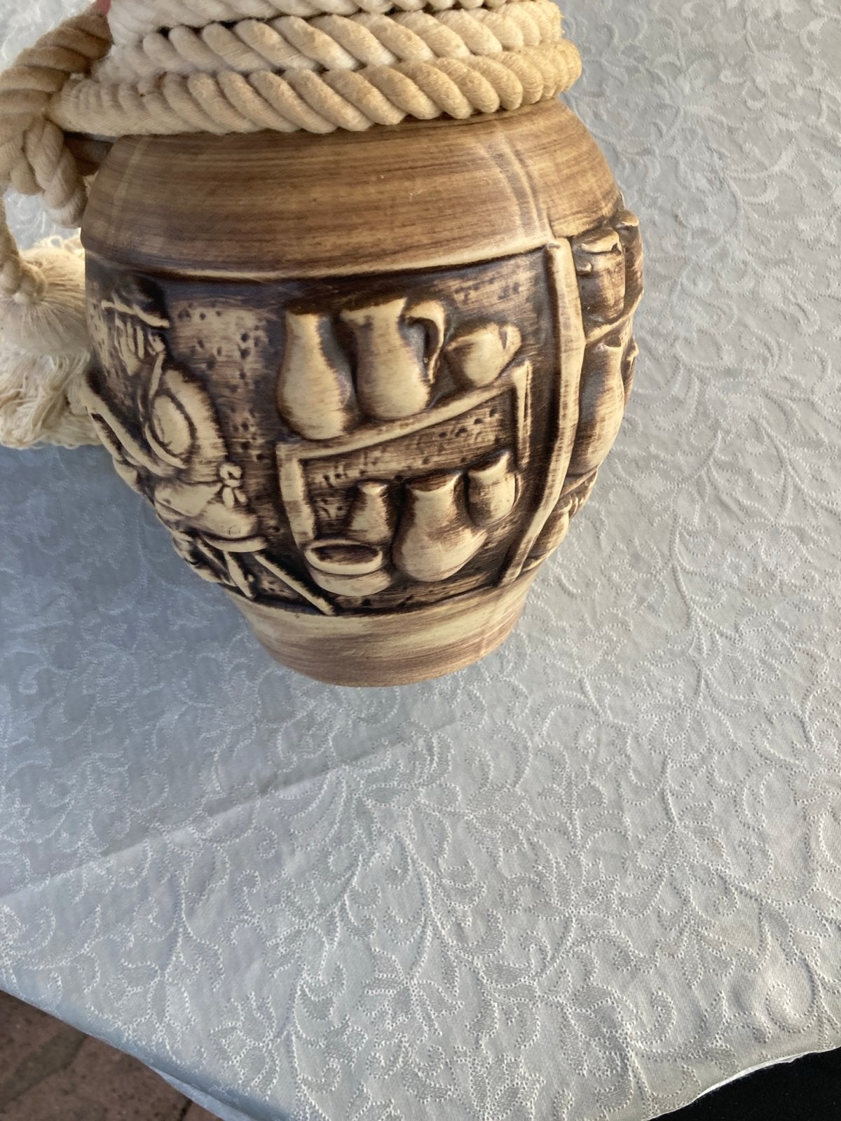 Decoratieve vaas met touw en kwasten, Ophalen of Verzenden