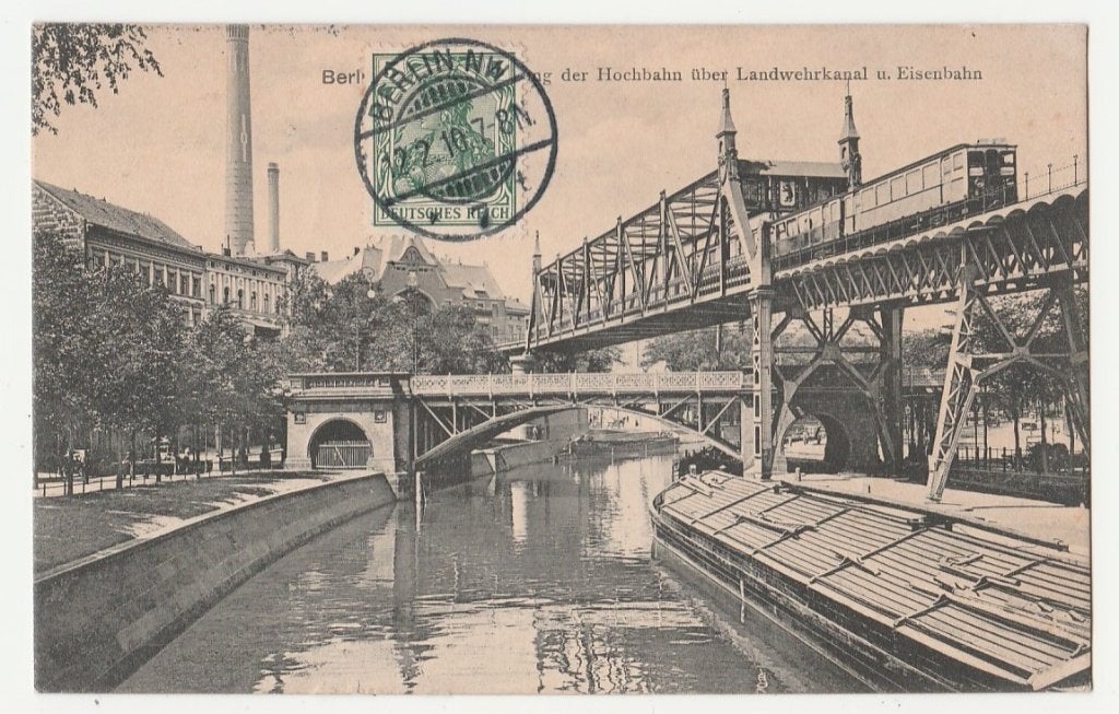Treinen.  Berlin.  Hochbahn.  1910.  Landwehrkanal., Verzenden, Voor 1920, Gelopen, Overige thema's